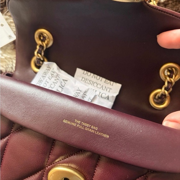 Coach Tabby 20, Black Currant, Quilted Leather Shoulder Bag with Gold Chain - Picture 2 of 3